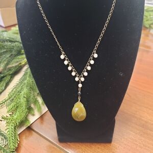 DAVID AUBREY Classic Bronze Necklace Teardrop Pendant